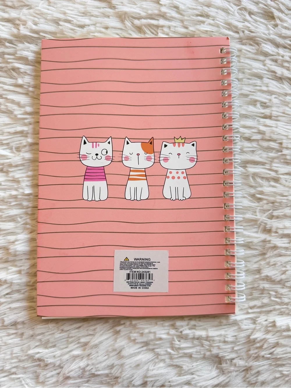 Cute Cat Pink Spiral A5 Notebook